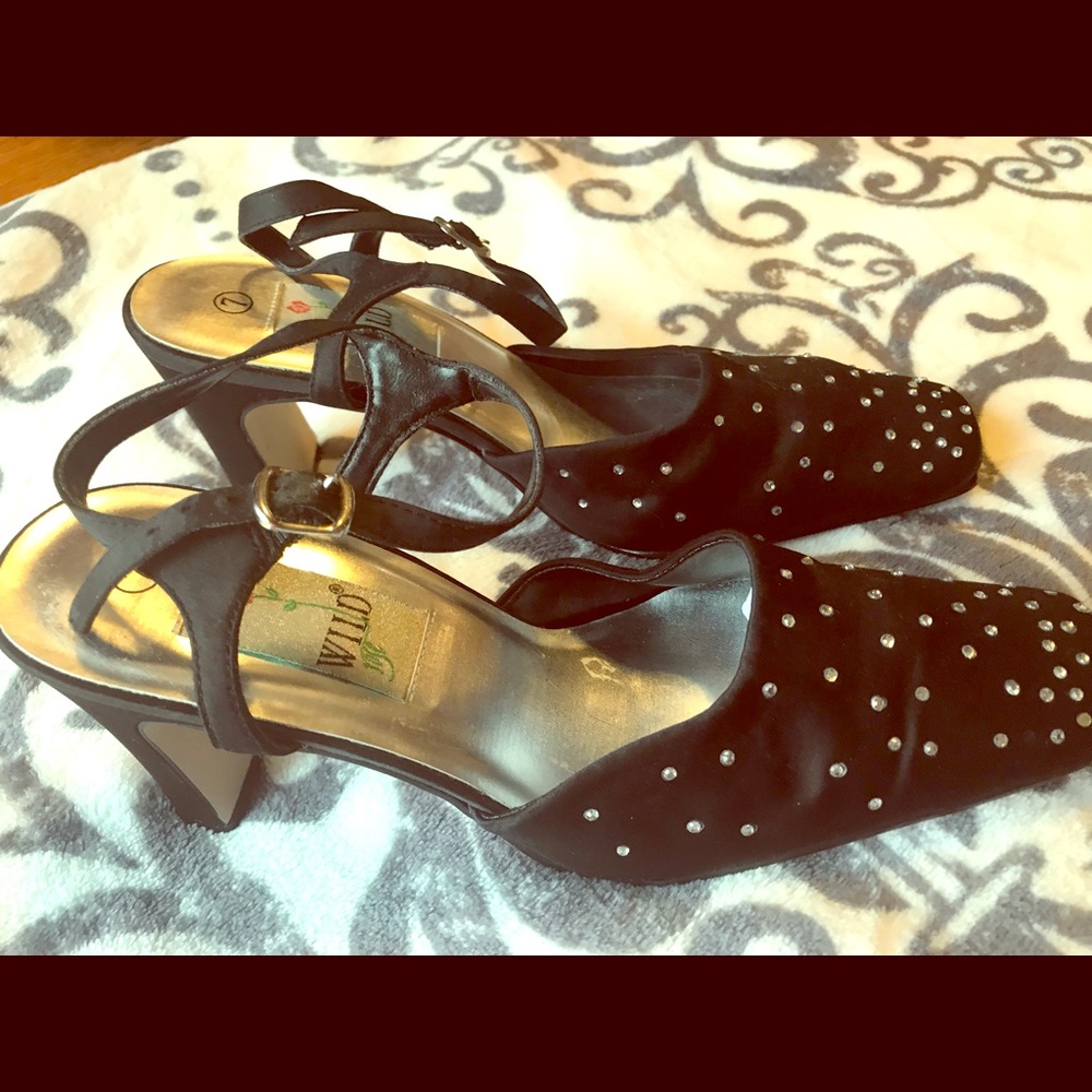 Stunning Black Rhinestone closed Toe High Heals